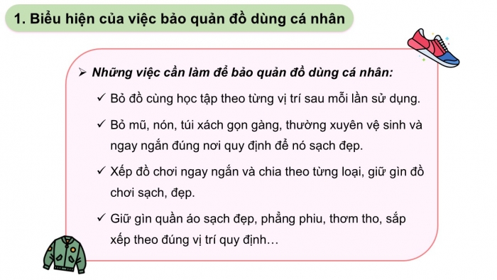 Giáo án PPT Đạo đức 2 kết nối Bài 7: Bảo quản đồ dùng cá nhân