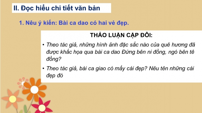 Giáo án PPT Ngữ văn 6 chân trời Bài 3: Về bài ca dao 