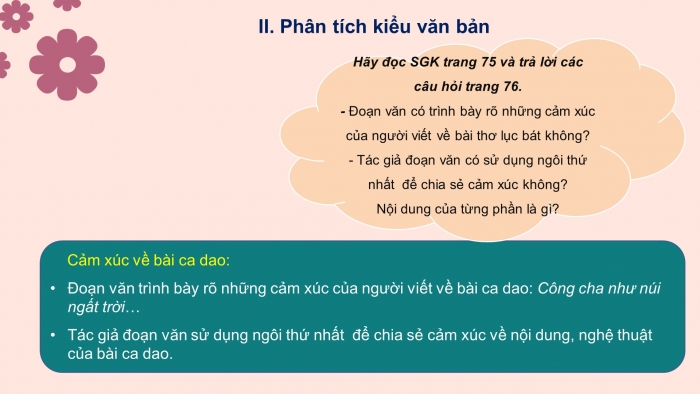 Giáo án PPT Ngữ văn 6 chân trời Bài 3: Viết đoạn văn ghi lại cảm xúc về một bài thơ lục bát