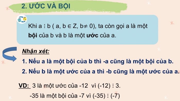 Giáo án PPT Toán 6 kết nối Bài 17: Phép chia hết. Ước và bội của một số nguyên