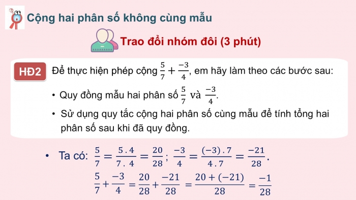 Giáo án PPT Toán 6 kết nối Bài 25: Phép cộng và phép trừ phân số