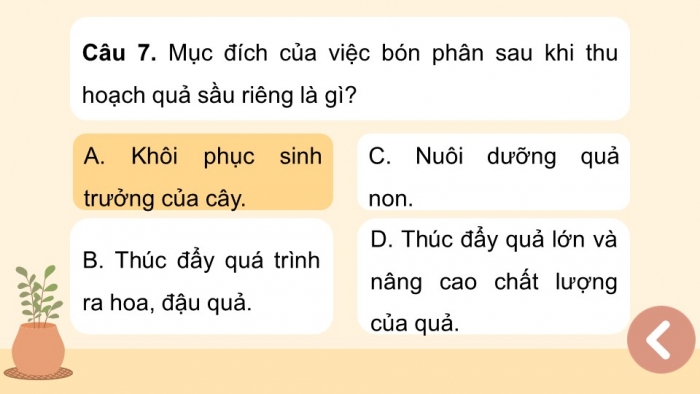 Giáo án điện tử Công nghệ 9 Trồng cây ăn quả Cánh diều Bài Ôn tập