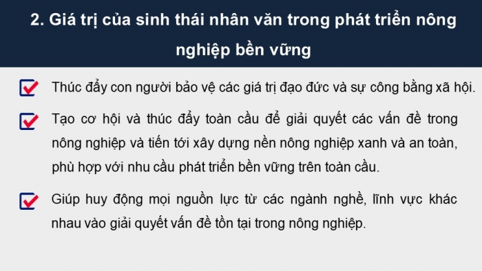 Giáo án điện tử chuyên đề Sinh học 12 kết nối Bài 9: Giá trị của sinh thái nhân văn trong một số lĩnh vực