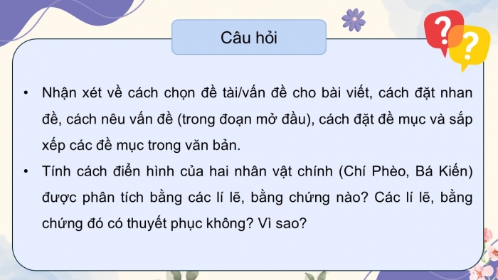 Giáo án điện tử chuyên đề Ngữ văn 12 chân trời CĐ 3 Phần 2: Yêu cầu và cách thức viết bài giới thiệu về phong cách sáng tác của một trường phái văn học (cổ điển, lãng mạn hoặc hiện thực)