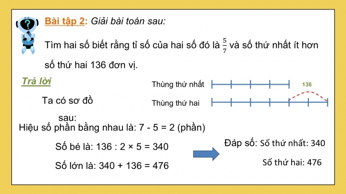 Giáo án PPT dạy thêm Toán 5 Kết nối bài 39: Tìm hai số khi biết hiệu và tỉ số của hai số đó