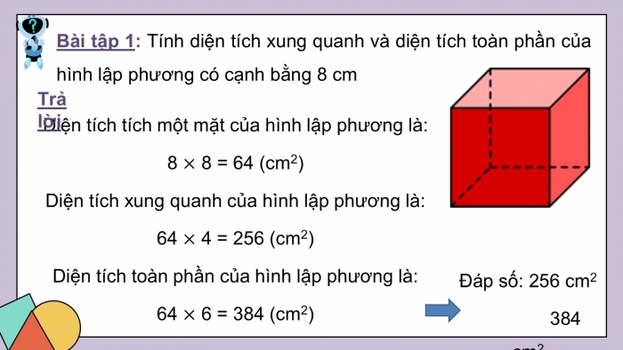 Giáo án PPT dạy thêm Toán 5 Kết nối bài 51: Diện tích xung quanh và diện tích toàn phần của hình lập phương