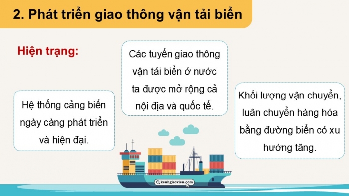 Giáo án điện tử Địa lí 12 kết nối Bài 33: Phát triển kinh tế và đảm bảo quốc phòng an ninh ở Biển Đông và các đảo, quần đảo (P2)