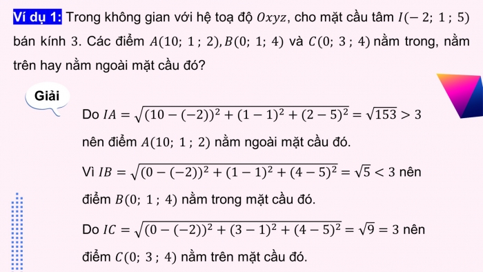 Giáo án điện tử Toán 12 cánh diều Bài 3: Phương trình mặt cầu