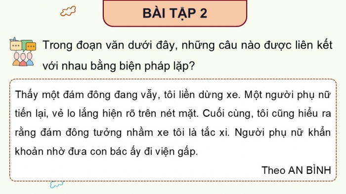 Giáo án điện tử Tiếng Việt 5 cánh diều Bài 16: Luyện tập liên kết câu bằng cách lặp từ ngữ