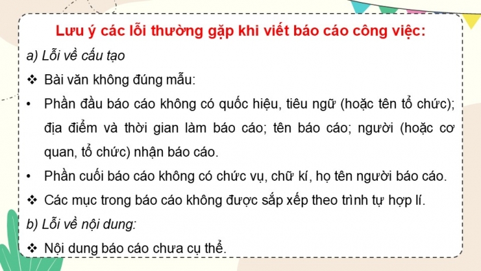 Giáo án điện tử Tiếng Việt 5 cánh diều Bài 18: Trả bài viết báo cáo công việc