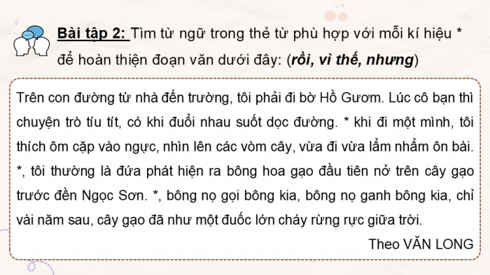 Giáo án điện tử Tiếng Việt 5 cánh diều Bài 18: Luyện tập liên kết câu bằng từ ngữ nối