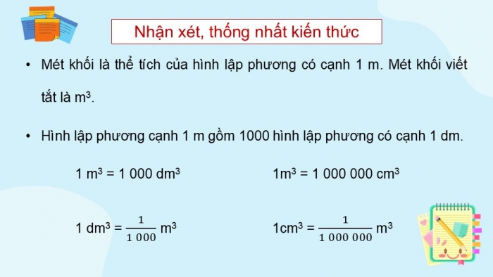 Giáo án điện tử Toán 5 kết nối Bài 47: Mét khối