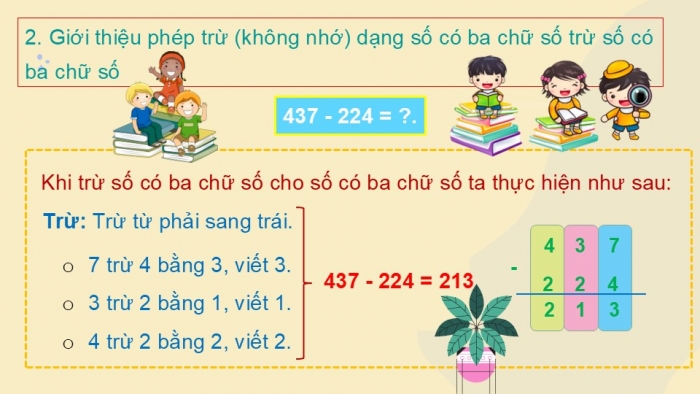 Giáo án PPT Toán 2 chân trời bài Phép trừ không nhớ trong phạm vi 1 000