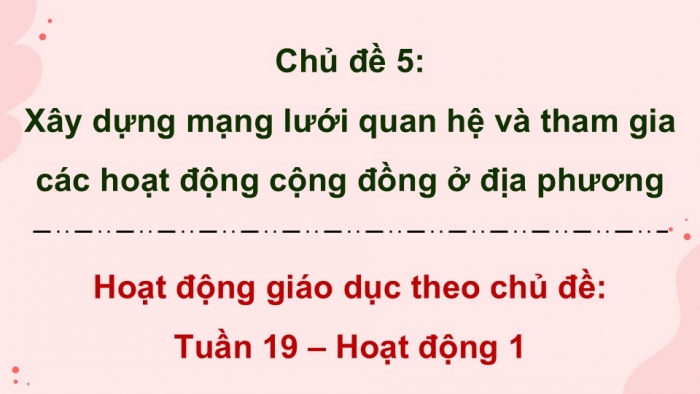 Giáo án điện tử Hoạt động trải nghiệm 9 chân trời bản 2 Chủ đề 5 Tuần 19