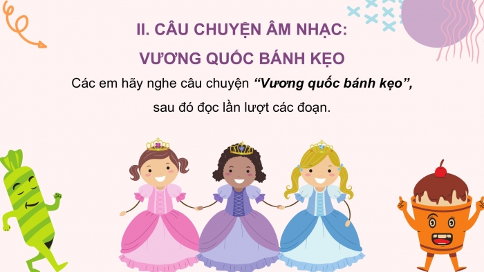 Giáo án PPT Âm nhạc 2 chân trời Tiết 3: Đọc nhạc Giọt mưa và em bé, Câu chuyện Vương quốc bánh kẹo