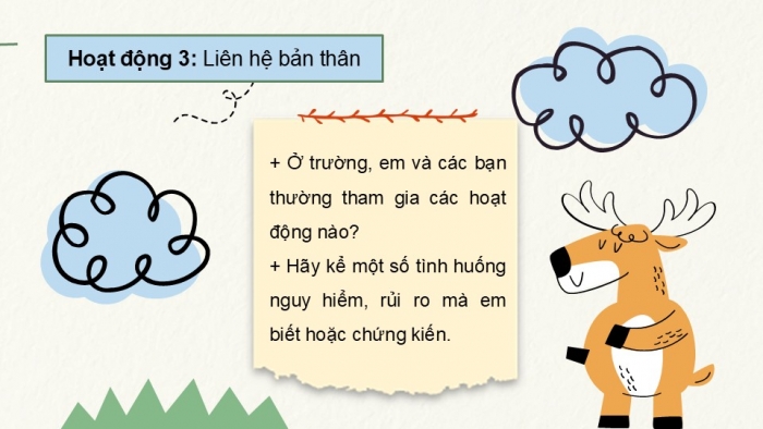 Giáo án PPT Tự nhiên và Xã hội 2 chân trời Bài 8: An toàn và giữ vệ sinh khi tham gia các hoạt động ở trường