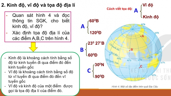 Giáo án PPT Địa lí 6 kết nối Bài 1: Hệ thống kinh, vĩ tuyến. Toạ độ địa lí