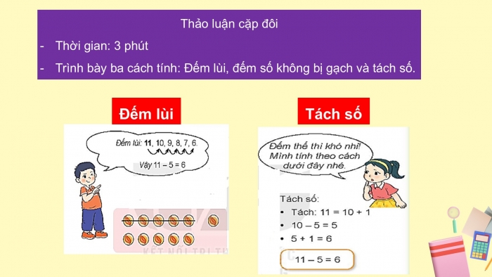 Giáo án PPT Toán 2 kết nối Bài 11: Phép trừ (qua 10) trong phạm vi 20