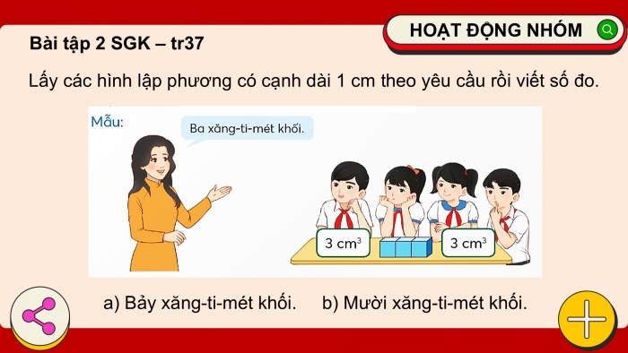 Giáo án điện tử Toán 5 chân trời Bài 70: Xăng-ti-mét khối