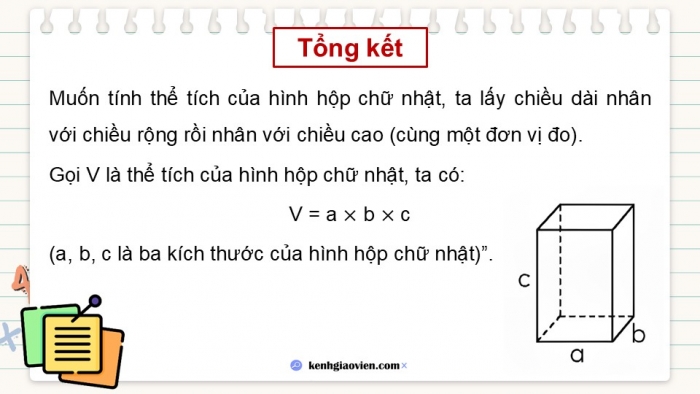 Giáo án điện tử Toán 5 chân trời Bài 73: Thể tích hình hộp chữ nhật