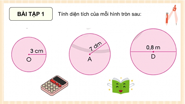 Giáo án điện tử Toán 5 cánh diều Bài 56: Diện tích hình tròn