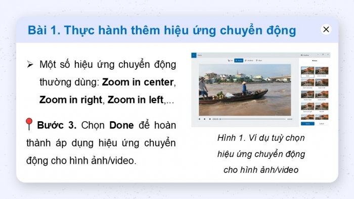 Giáo án điện tử Tin học 9 cánh diều Chủ đề E4 Bài 7: Thực hành thêm hiệu ứng cho video