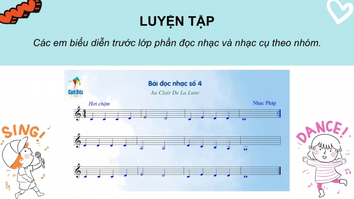 Giáo án PPT Âm nhạc 6 cánh diều Tiết 4: Ôn tập Bài đọc nhạc số 4, Ôn tập bài hoà tấu và bài tập tiết tấu, Ôn tập bài hát Tình bạn bốn phương