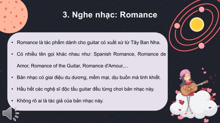 Giáo án PPT Âm nhạc 6 cánh diều Tiết 3: Bài đọc nhạc số 6, Cung và nửa cung, Nghe tác phẩm Romance, Đàn guitar và đàn accordion