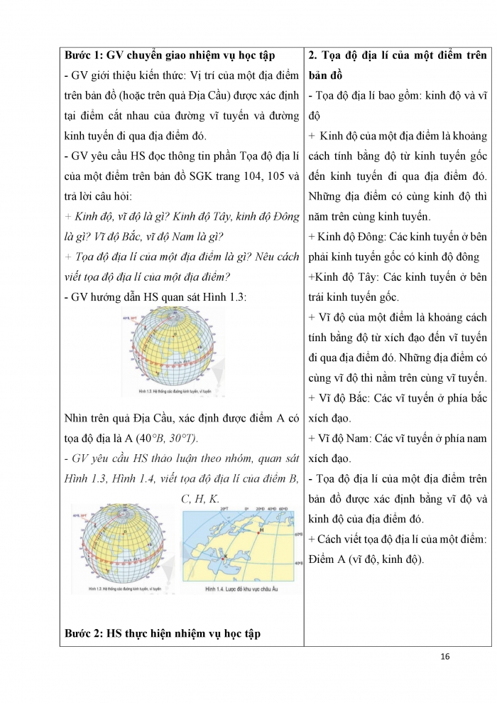 Giáo án và PPT Địa lí 6 cánh diều Bài 1: Hệ thống kinh vĩ tuyến. Toạ độ địa lí của một địa điểm trên bản đồ