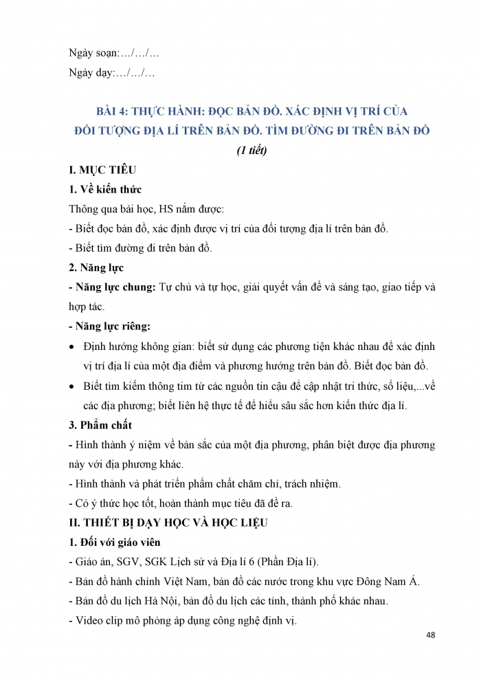 Giáo án và PPT Địa lí 6 cánh diều Bài 4 Thực hành: Đọc bản đồ. Xác định vị trí của đối tượng địa lí trên bản đồ. Tìm đường đi trên bản đồ