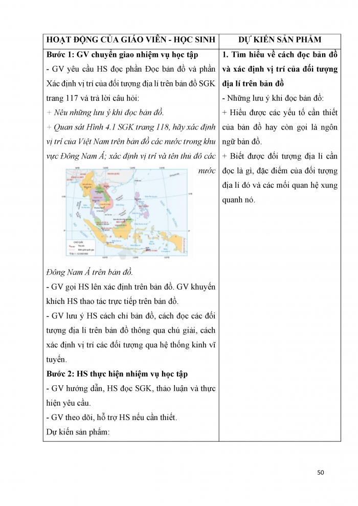 Giáo án và PPT Địa lí 6 cánh diều Bài 4 Thực hành: Đọc bản đồ. Xác định vị trí của đối tượng địa lí trên bản đồ. Tìm đường đi trên bản đồ