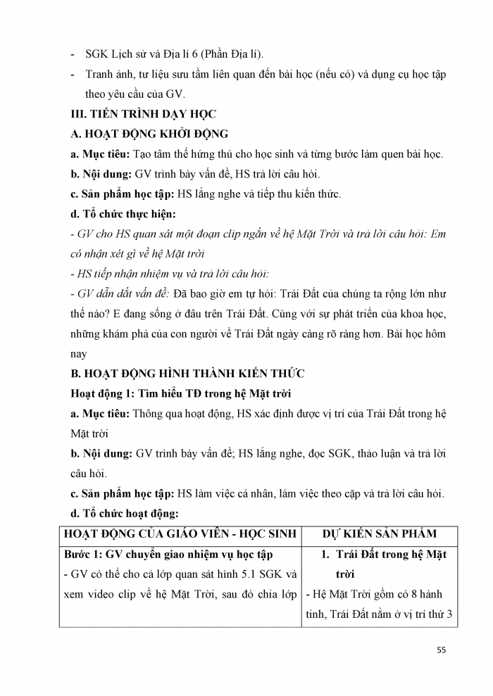 Giáo án và PPT Địa lí 6 cánh diều Bài 5: Trái Đất trong hệ Mặt Trời. Hình dạng và kích thước của Trái Đất