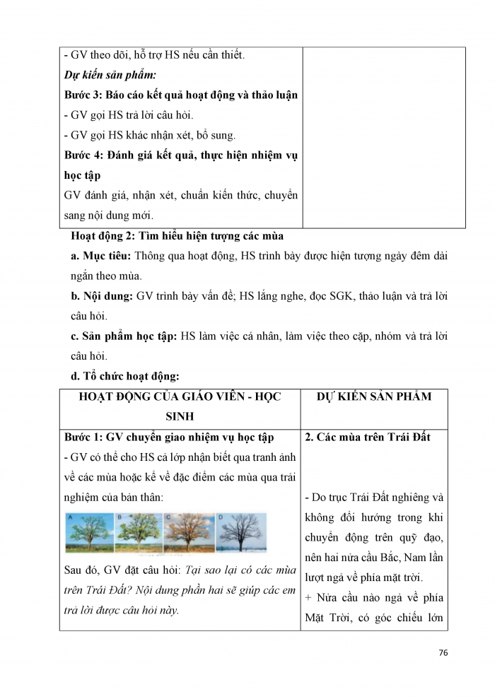 Giáo án và PPT Địa lí 6 cánh diều Bài 7: Chuyển động của Trái Đất quanh Mặt Trời và các hệ quả địa lí