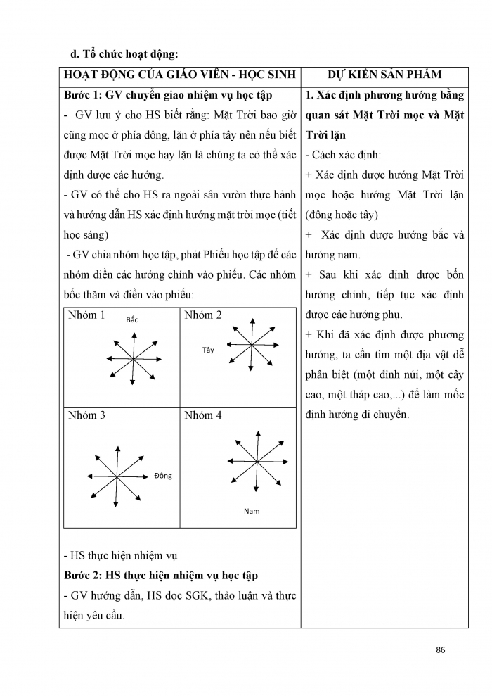 Giáo án và PPT Địa lí 6 cánh diều Bài 8: Xác định phương hướng ngoài thực địa