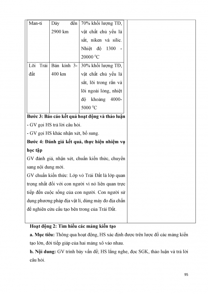 Giáo án và PPT Địa lí 6 cánh diều Bài 9: Cấu tạo của Trái Đất. Các mảng kiến tạo. Núi lửa và động đất