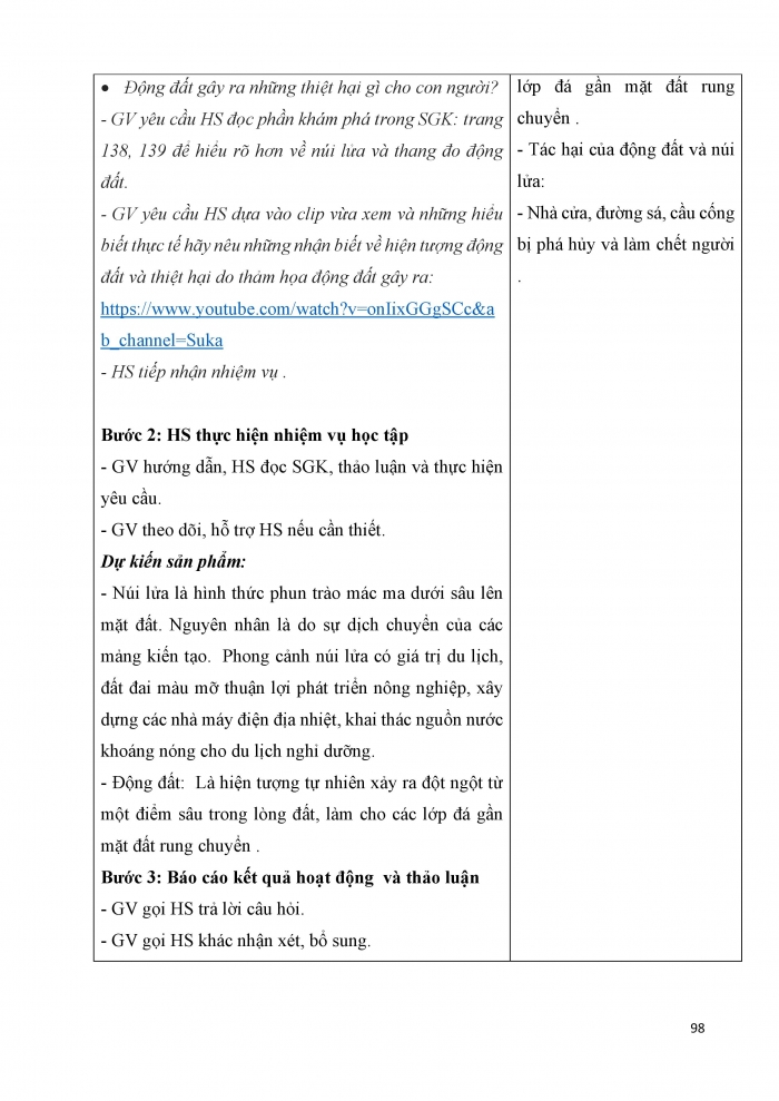 Giáo án và PPT Địa lí 6 cánh diều Bài 9: Cấu tạo của Trái Đất. Các mảng kiến tạo. Núi lửa và động đất