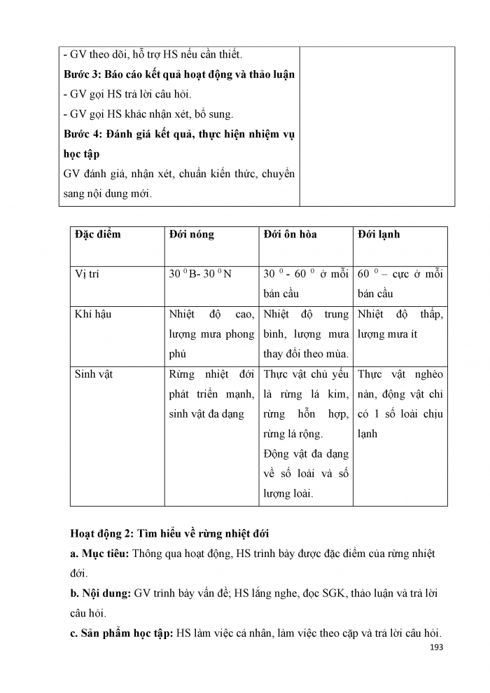 Giáo án và PPT Địa lí 6 cánh diều Bài 22: Sự đa dạng của thế giới sinh vật. Các đới thiên nhiên trên Trái Đất. Rừng nhiệt đới