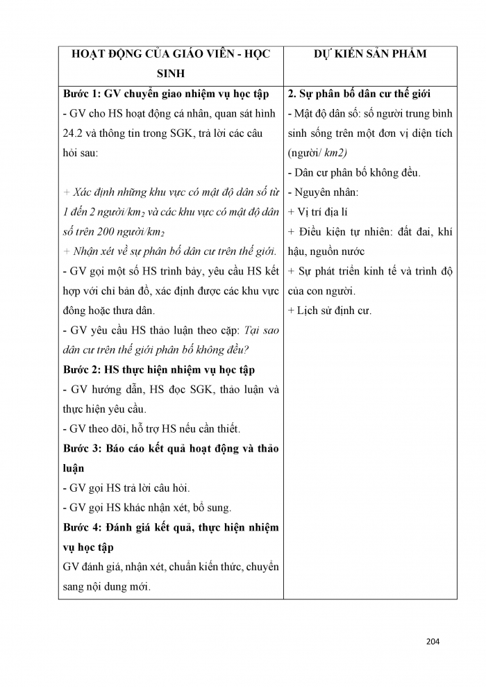 Giáo án và PPT Địa lí 6 cánh diều Bài 24: Dân số thế giới. Sự phân bố dân cư thế giới. Các thành phố lớn trên thế giới