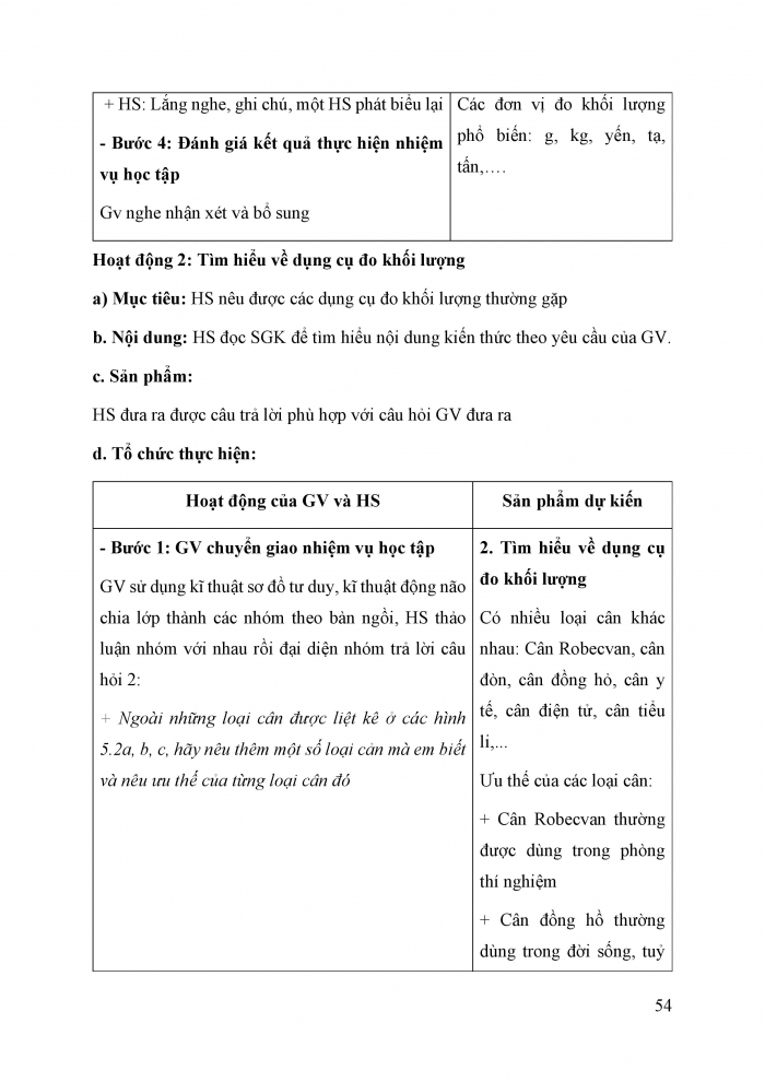 Giáo án và PPT KHTN 6 chân trời Bài 5: Đo khối lượng