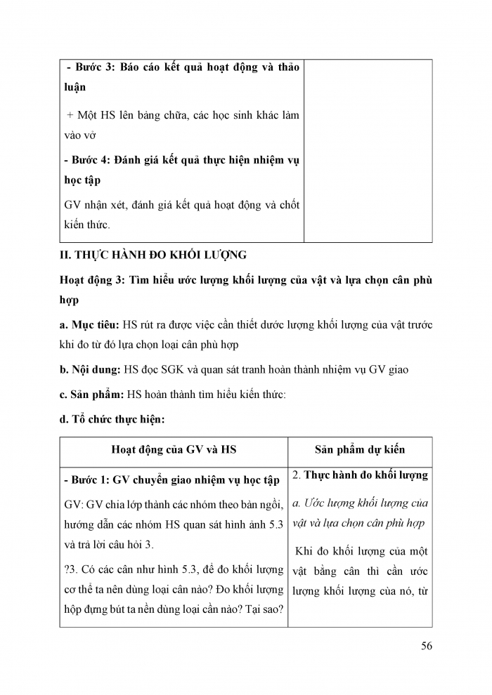 Giáo án và PPT KHTN 6 chân trời Bài 5: Đo khối lượng