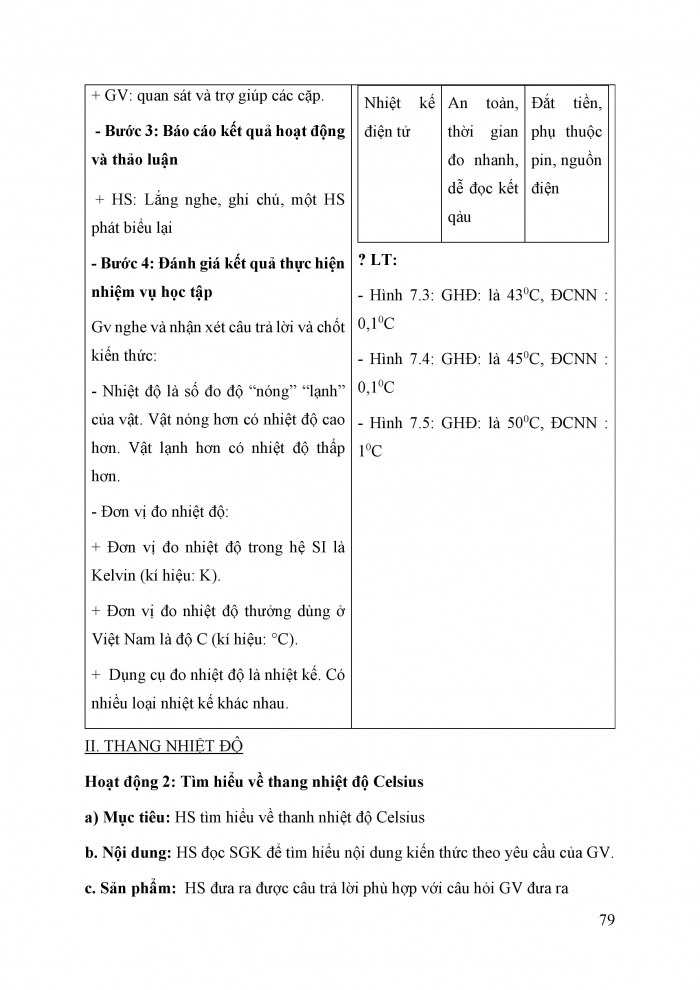 Giáo án và PPT KHTN 6 chân trời Bài 7: Thang nhiệt độ Celsius. Đo nhiệt độ