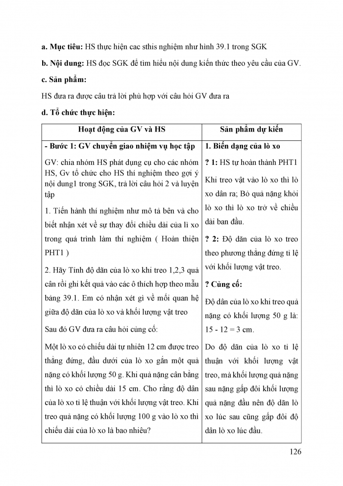 Giáo án và PPT KHTN 6 chân trời Bài 39: Biến dạng của lò xo. Phép đo lực