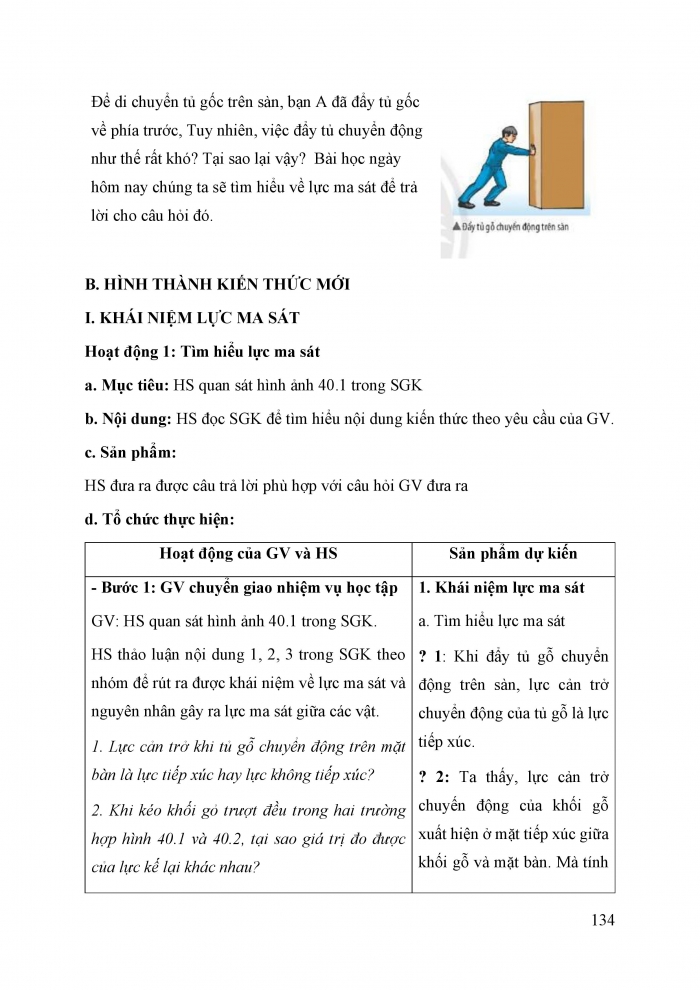 Giáo án và PPT KHTN 6 chân trời Bài 40: Lực ma sát