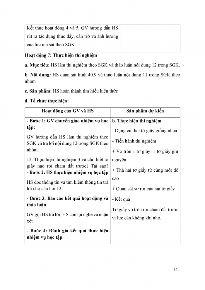 Giáo án và PPT KHTN 6 chân trời Bài 40: Lực ma sát