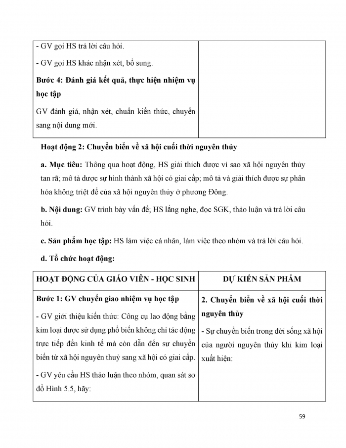 Giáo án và PPT Lịch sử 6 cánh diều Bài 5: Chuyển biến về kinh tế, xã hội cuối thời nguyên thuỷ