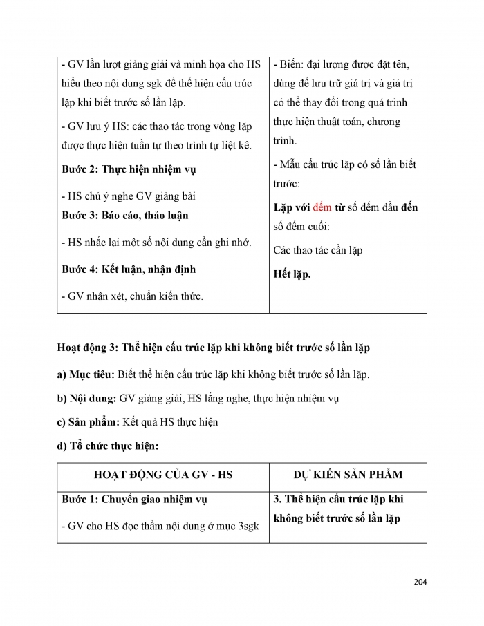 Giáo án và PPT Tin học 6 cánh diều Bài 4: Cấu trúc lặp trong thuật toán