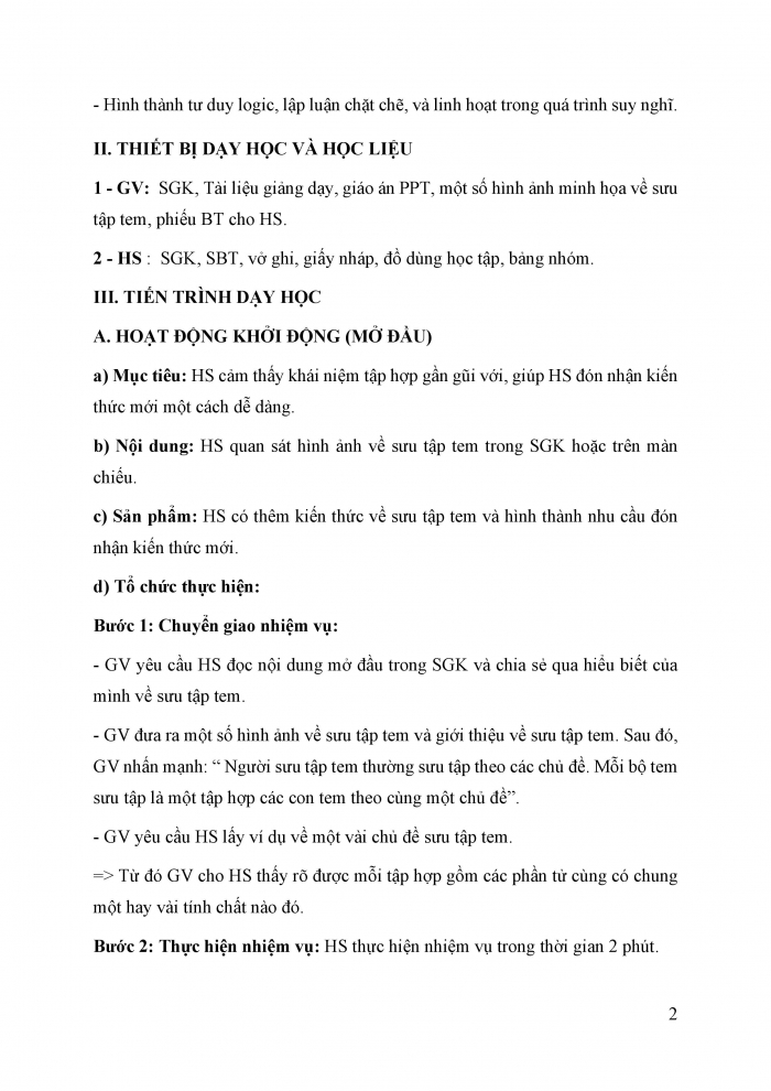 Giáo án và PPT Toán 6 cánh diều Bài 1: Tập hợp