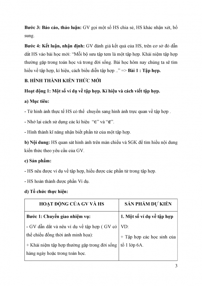 Giáo án và PPT Toán 6 cánh diều Bài 1: Tập hợp