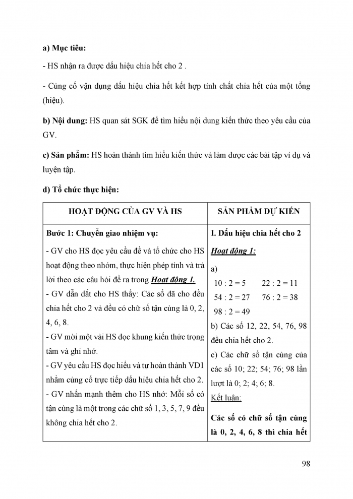 Giáo án và PPT Toán 6 cánh diều Bài 8: Dấu hiệu chia hết cho 2, cho 5