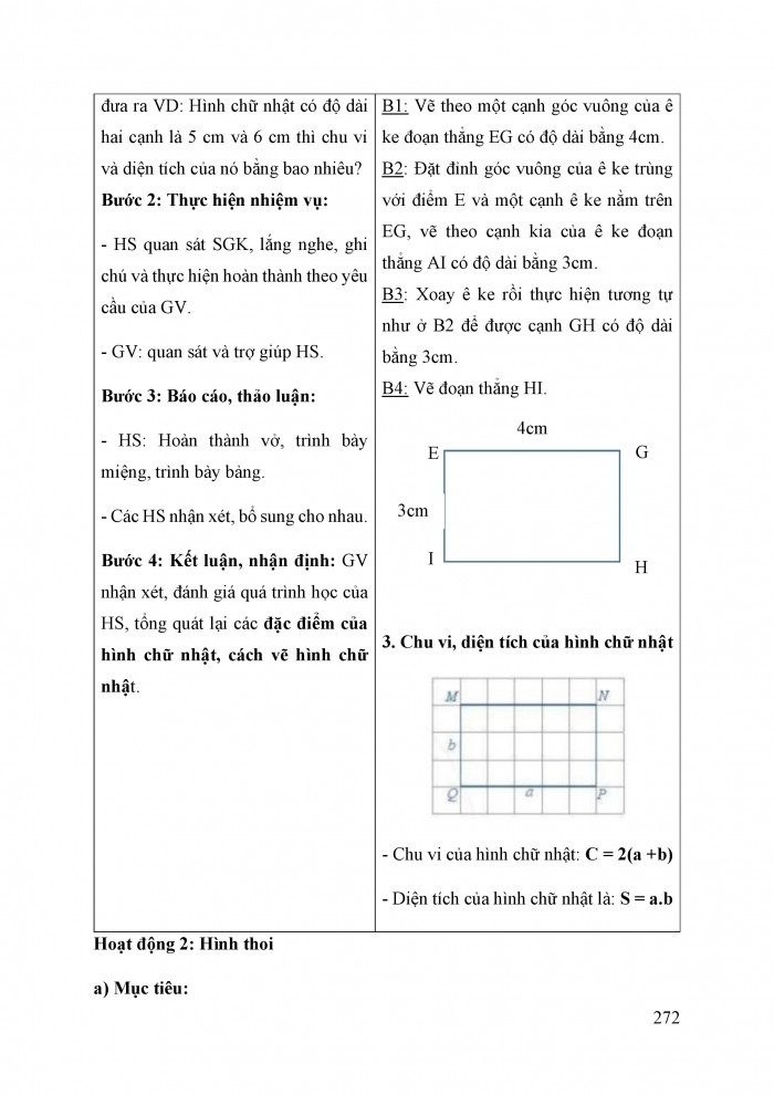 Giáo án và PPT Toán 6 cánh diều Bài 2: Hình chữ nhật. Hình thoi